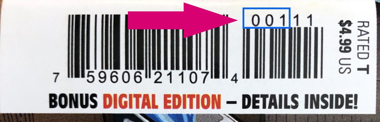 Comic Book UPC, Example One: Issue Number