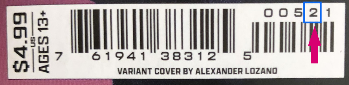 Comic Book UPC, Example Three: Cover Number