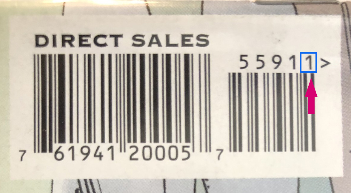 Comic Book UPC, Example Two: Printing Number