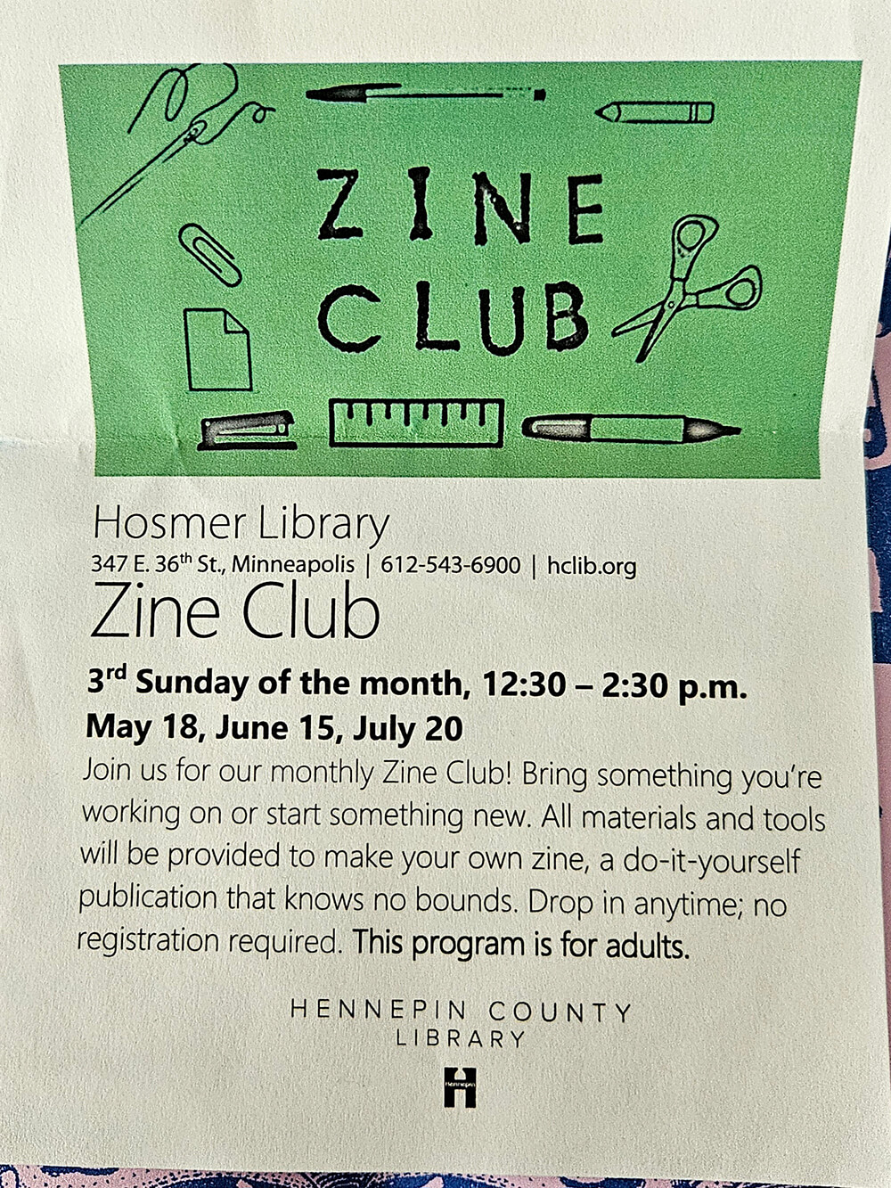 Zine Club at Hosmer Library